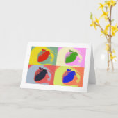 Cartes de voeux Pop Art fraise (Fleur jaune)