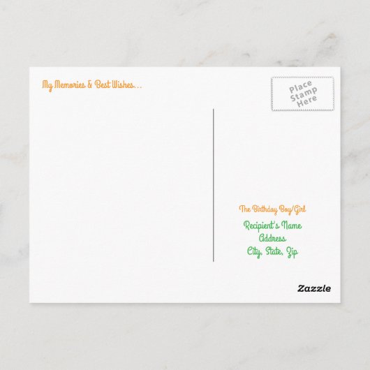 Cartes de vœux pour 85 ans - Orange et Vert (Dos)