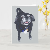 Cartes de voeux pour chien de Carlin heureux (Fleur jaune)