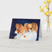 Cartes de voeux pour chien de Papillon (Fleur jaune)