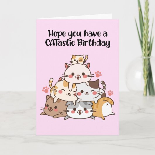 Cartes de voeux pour l'anniversaire des chats mign (Devant)