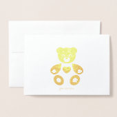 Cartes de voeux pour ours Bébé Etched Gold Foil (Devant avec enveloppe)