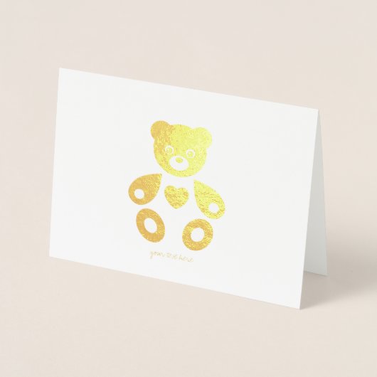 Cartes de voeux pour ours Bébé Etched Gold Foil (Devant)