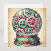 Cartes de vœux pour un Noël Steampunk pastel dans  (Devant / Derrière)