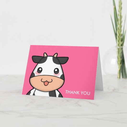 Cartes de voeux pour vaches de Cute Kawaii (Devant)