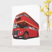 Cartes de voeux Red Double Decker Bus (Fleur jaune)