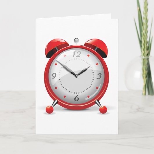 Cartes de voeux Rouge Horloge d'alarme (Devant)
