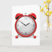 Cartes de voeux Rouge Horloge d'alarme (Fleur jaune)