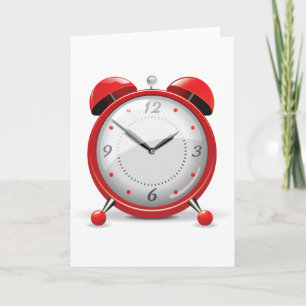 Cartes de voeux Rouge Horloge d'alarme