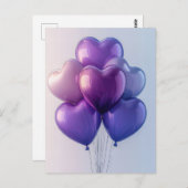 Cartes de vœux Saint-Valentin Ballons Roses et Vio (Devant / Derrière)