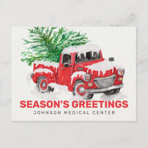 Cartes de vœux saisonnières camion rouge aquarelle