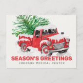 Cartes de vœux saisonnières camion rouge aquarelle (Devant)