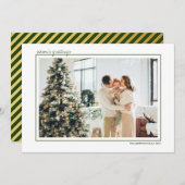 Cartes de vœux saisonniers rayures vertes et or Ph (Devant / Derrière)