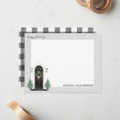 Cartes de vœux scène de porte d'entrée pour les fê (Devant/Arrière en situation)