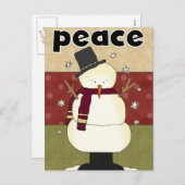 Cartes de voeux Snowman Peace Holiday (Devant / Derrière)