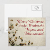 Cartes de vœux thème de Noël avec noix (Devant / Derrière)