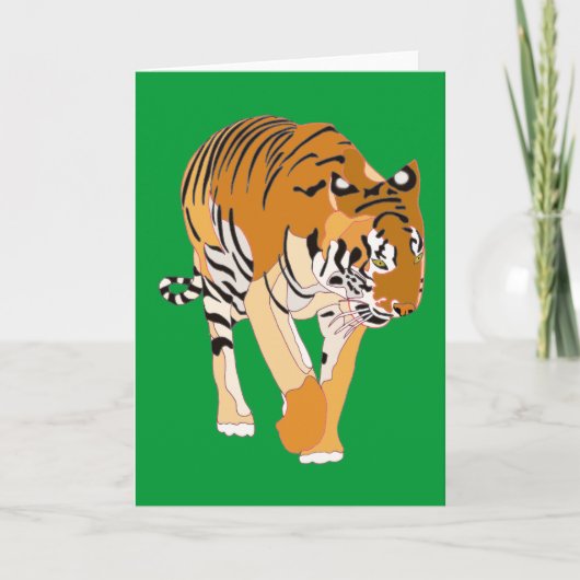 Cartes de voeux Tiger Walking Digital Painting (Devant)