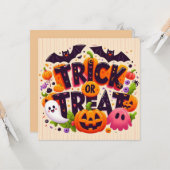 Cartes de vœux Trick or Treat (Devant/Arrière en situation)