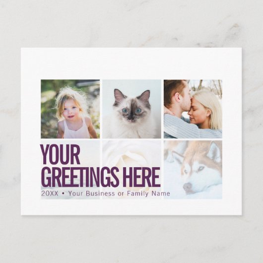 Cartes de vœux universelles modernes 6 photos blan (Devant)