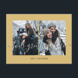 Cartes de vœux universelles personnalisées 2 photo<br><div class="desc">Cartes de vœux universelles personnalisées couleur or pour 2 meilleurs amis,  mariages ou photos de famille avec un collage de photos élégant comprenant 2 images personnalisées,  votre message de vœux dans une police manuscrite élégante,  votre nom,  date,  année,  message au verso dans une police sans empattement moderne et simple.</div>