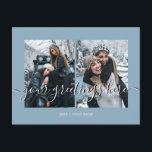 Cartes de vœux universelles personnalisées 2 photo<br><div class="desc">Cartes de vœux universelles personnalisées avec un collage de 2 photos élégant pour les meilleures amies,  mariages ou famille avec un message de vœux dans une police manuscrite élégante,  votre nom,  date,  année,  message au verso dans une police sans empattement moderne et simple.</div>