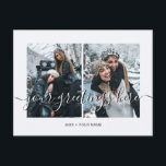 Cartes de vœux universelles personnalisées avec 2<br><div class="desc">Cartes postales de vœux universelles personnalisées avec 2 meilleures amies,  mariages ou famille avec un collage de photos stylé avec 2 images personnalisées,  votre message de vœux dans une police manuscrite élégante,  votre nom,  date,  année,  message au dos dans une police sans empattement moderne et simple.</div>