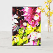 Cartes de voeux vierges des orchidées de Cymbidium (Fleur jaune)