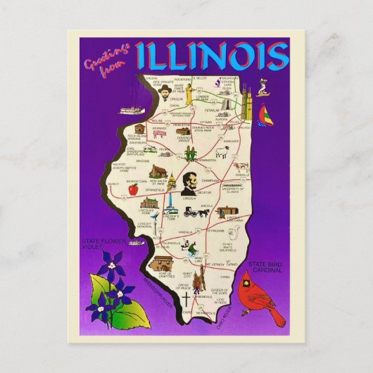 Cartes de vœux vintage Illinois (Devant)
