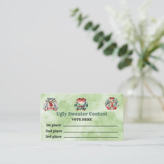 Cartes de vote du concours de pull moche (Debout devant)