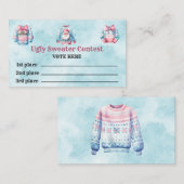 Cartes de vote du concours de pull moche (Devant / Derrière)