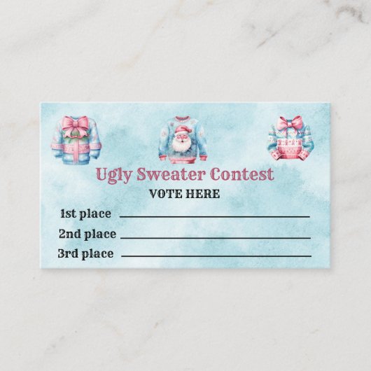 Cartes de vote du concours de pull moche (Devant)
