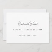 Cartes de week-end de bachelorette blanches modern (Devant)