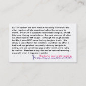 Cartes d'EA/TEF pour des filles (Dos)