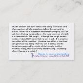 Cartes d'EA/TEF pour des garçons (Dos)