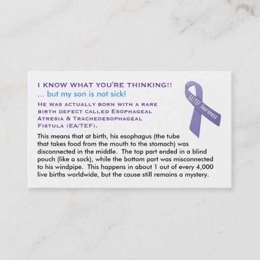 Cartes d'EA/TEF pour des garçons (Devant)