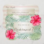 Cartes demoiselle d'honneur Feuilles de palmier tr (Devant / Derrière)