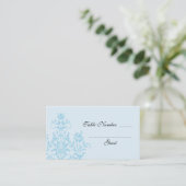 Cartes d'emplacement de table Blue Mariage damassé (Debout devant)