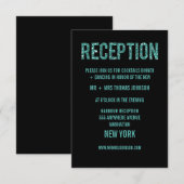 Cartes d'encart à paillettes Turquoise Noir pour R (Devant / Derrière)