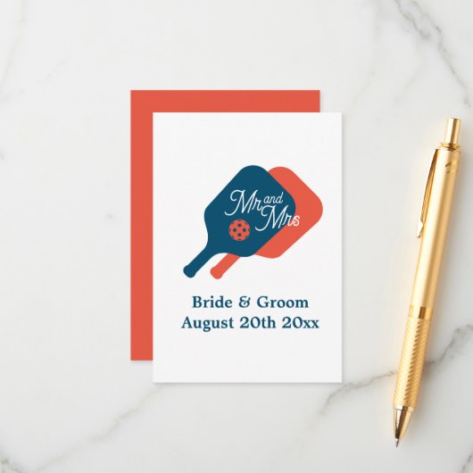 Cartes d'enceinte mariage de pickleball exceptionn (Devant/Arrière en situation)