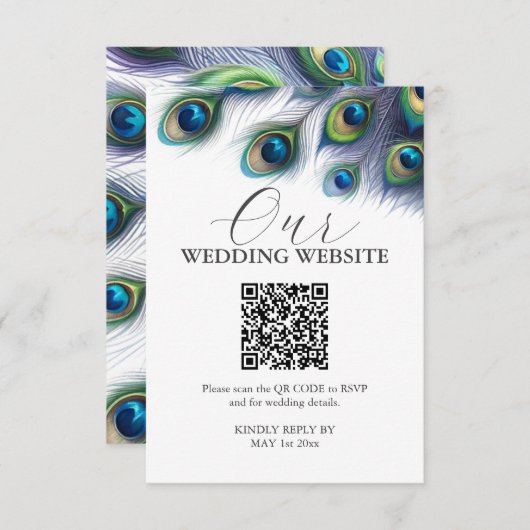 Cartes d'enceinte Mariage Peacock Aquarelle (Devant / Derrière)