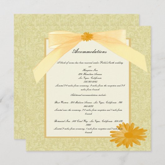 Cartes d'Enclosure Fleur Jaune (Devant / Derrière)