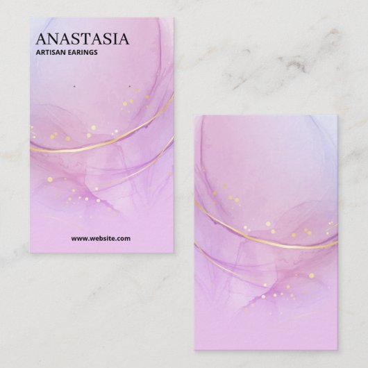 Cartes D'Encre D'Alcool Violet Et Or (Devant / Derrière)