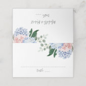 Cartes d'endroit bleu Dusty hydrangeas rose roses (Extérieur déplié)