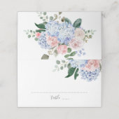 Cartes d'endroit bleu Dusty hydrangeas rose roses (Extérieur déplié)