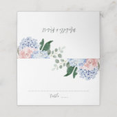Cartes d'endroit bleu Dusty hydrangeas rose roses (Extérieur déplié)