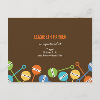 Cartes d'enregistrement des Baby showers de rotin 