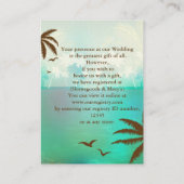 Cartes d'enregistrement des cadeaux Tropical Turqu (Dos)