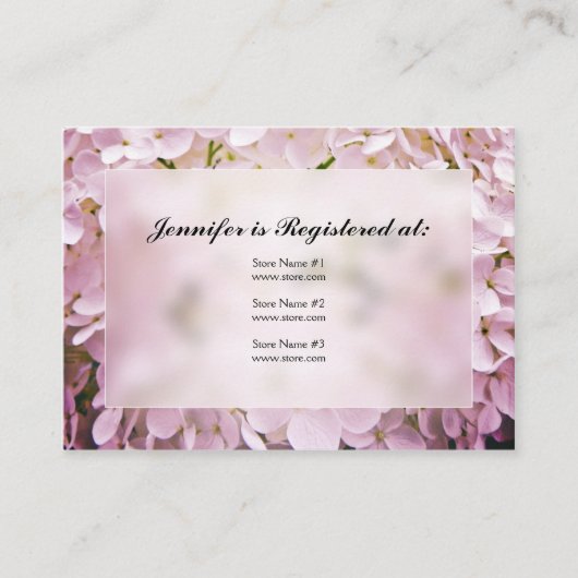 Cartes d'enregistrement du Baby shower Hydrangea (Devant)