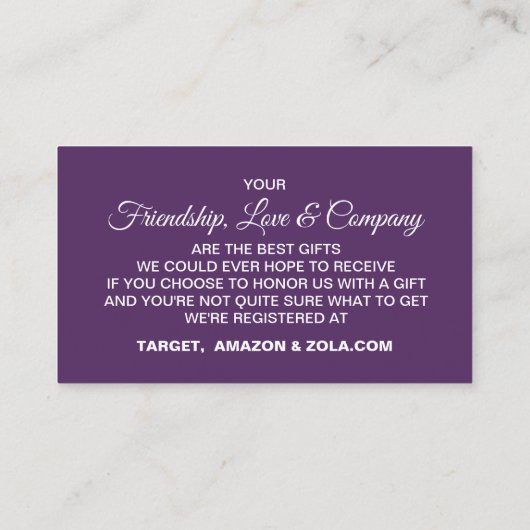 Cartes d'enregistrement mariages - Vignes pourpres (Dos)