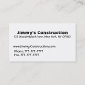 cartes d'entreprise de construction (Dos)